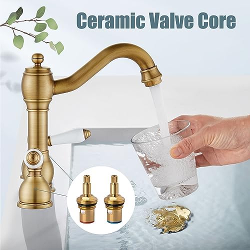 Elegant antique brass bathroom faucet