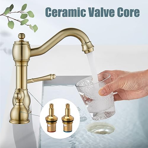 Aolemi Brushed Gold 8 Inch Widespread Bathroom Sink Faucet