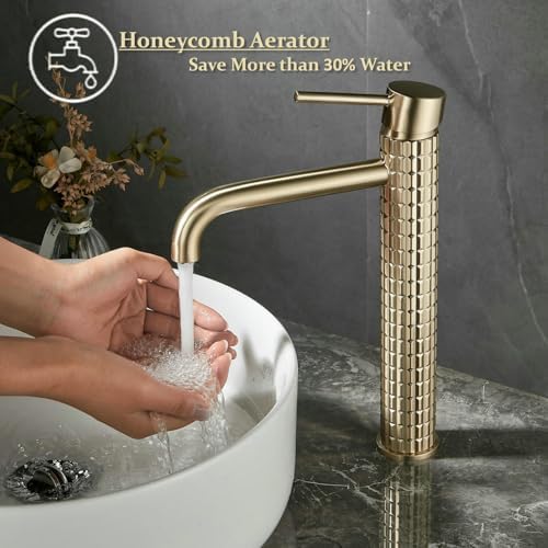 Luxury Vessel Sink Faucet with Brushed Gold