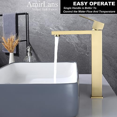 AmirLans Brushed Gold Vessel Sink Faucet
