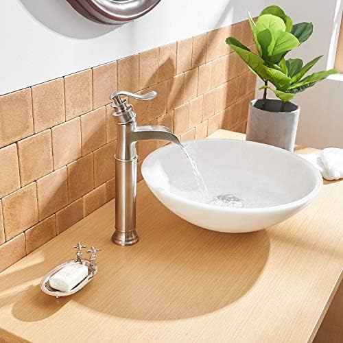 Elegant Vessel Sink Faucet Brushed Nickel Bathroom Vanity Fixtures