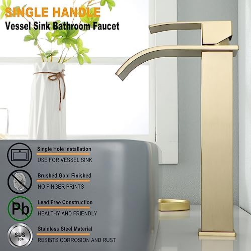Vessel Sink Faucet with Gold Finish