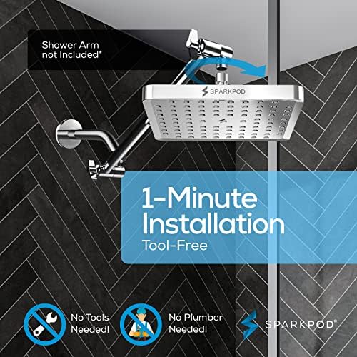 Luxury High-Pressure Rain shower head in Chrome 8 inch