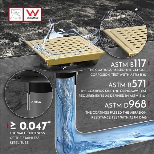 6 Inch Square Shower Drain with Flange