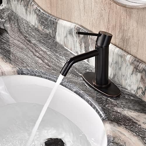 JXMMP Oil Rubbed Bronze Single Hole Bathroom Faucet with 6 Inch Deck Plate