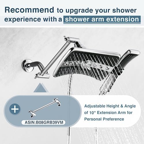 Bright Showers Dual Shower Head Combo Set Handheld Black Face 60 Hose
