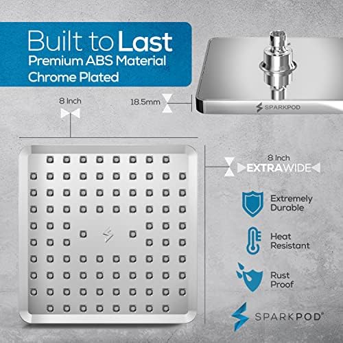 Luxury High-Pressure Rain shower head in Chrome 8 inch