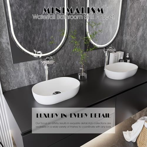 Elegant Locations AUU Waterfall Chrome Vessel Sink Faucet Solid Brass Chrome Tall