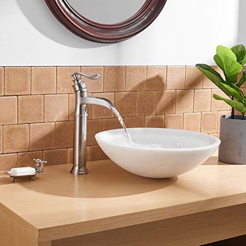 Elegant Vessel Sink Faucet Brushed Nickel Bathroom Vanity Fixtures
