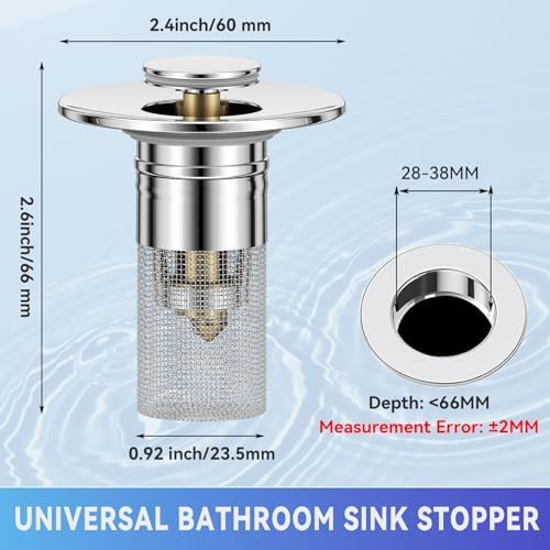 SNYZU 2-Piece Sink Drain Stopper with Hair Catcher Easy to Use