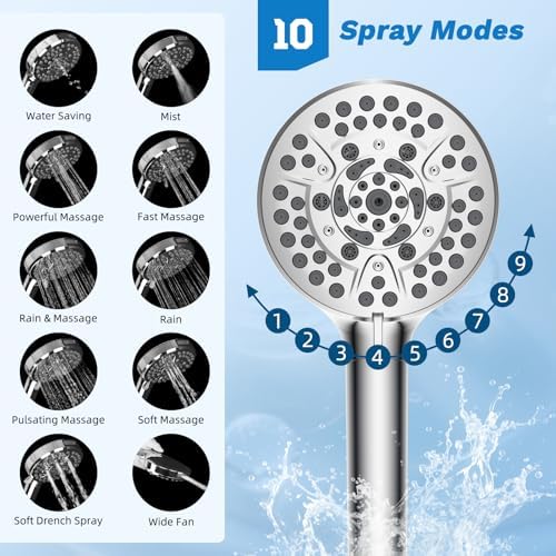 Hibbent 10 All-Metal Rainfall Shower Head Combo