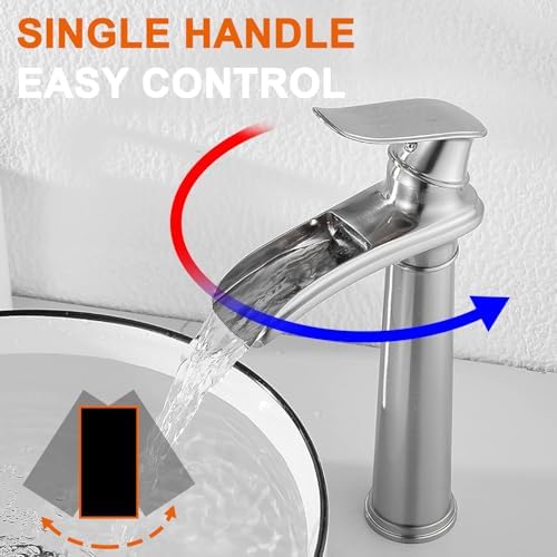 Luxury Brushed Nickel Faucet with Waterfall Effect
