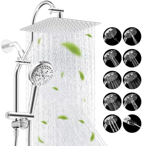Hibbent 10 All-Metal Rainfall Shower Head Combo