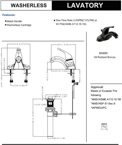 Designers Impressions 654685 Oil Rubbed Bronze Single Handle Lavatory Faucet