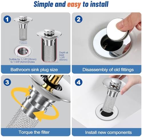 2-Piece Bathroom Sink Stopper Hair Catcher