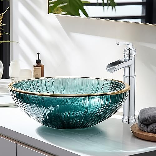 Sanliv Vessel Sink Faucet Waterfall Design Bathroom Faucet With Pop Up Drain