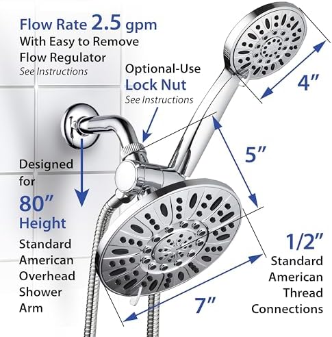 AquaDance 7 Premium High Pressure 3-Way Rainfall Shower Combo