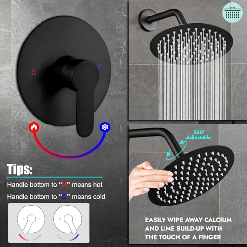 Heyalan Matte Black Square Rain shower Faucet Set