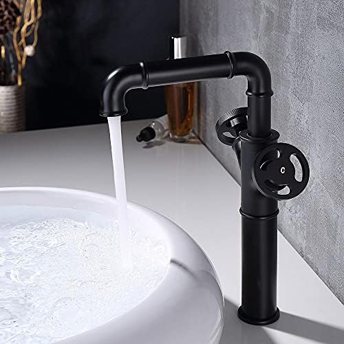 KunMai Bathroom Vessel Sink Faucet Matte Black 1-Hole 2-Handle Brass Faucet