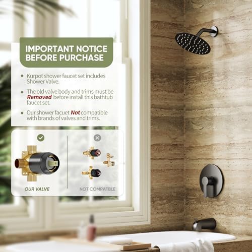 Experience Luxury with Kurpot 8-inch Matte Black Shower Faucet Set