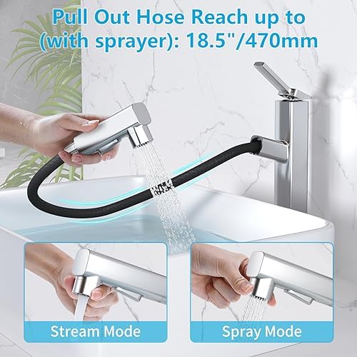 Durable Stylish Vessel Sink Faucet with 3 Spray Modes for Efficient Cleaning
