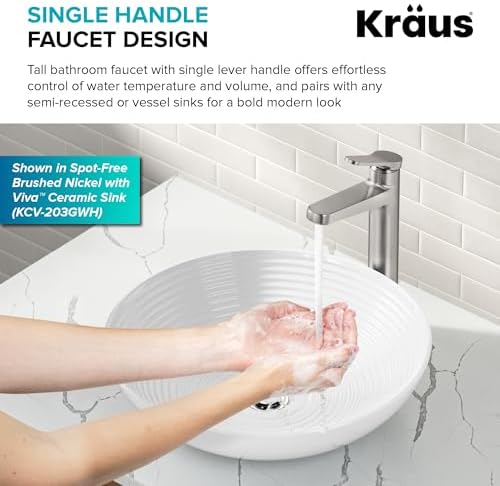 Sleek Vessel Sink Faucet Spot-Free Stainless Brass Single Handle