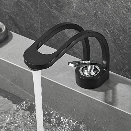 Leekayer Black Chrome Handle Bath Faucet for Sink by Brass Easy Install