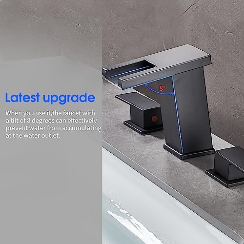 Skybathjoy Black 3-Hole Waterfall Bathroom Faucet