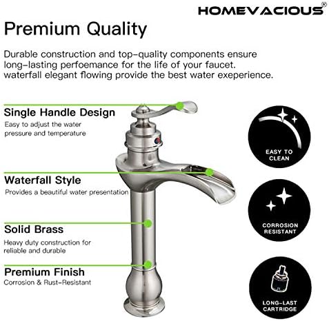 Vessel Sink Faucet with Drain Assembly Brushed Nickel Bathroom Faucet