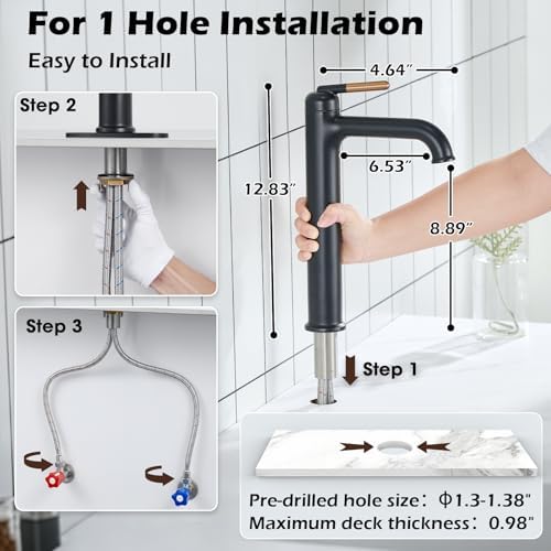 Stylish Black Vessel Sink Faucet Durable Water-Saving