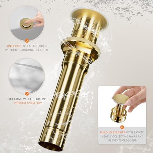 Brushed Gold Faucet Tall Bathroom Faucet 3-Year Warranty
