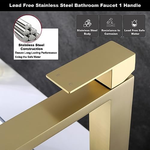 AmirLans Brushed Gold Vessel Sink Faucet