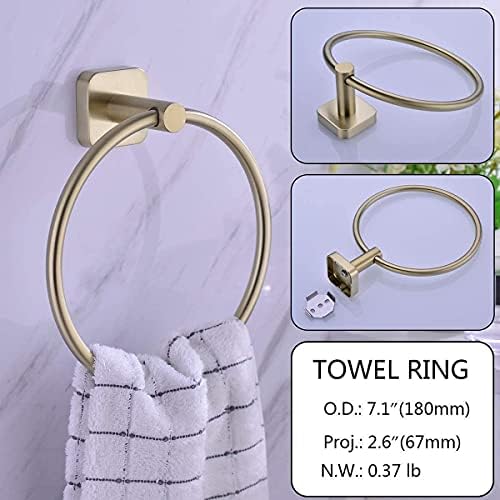 TRUSTMI Brushed Gold Bathroom Faucet and 4 Piece Hardware Accessories Set Bundle
