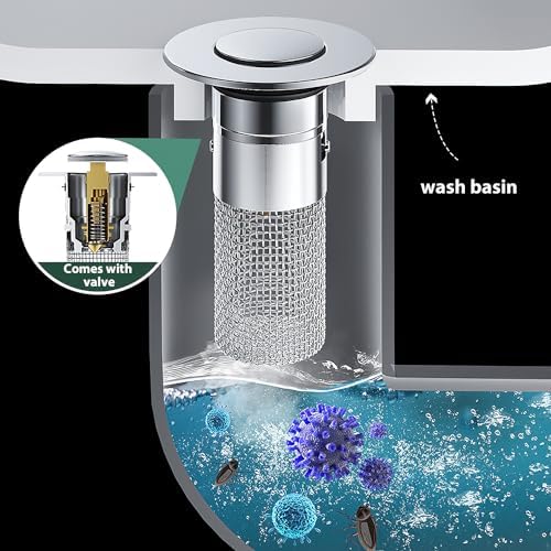 Premium 2pc Bathroom Sink Stopper Hair Strainer Stainless Steel