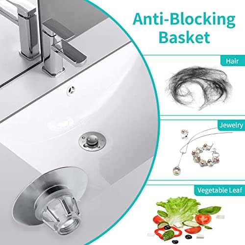 Universal Bathroom Sink Stopper with Hair Catcher