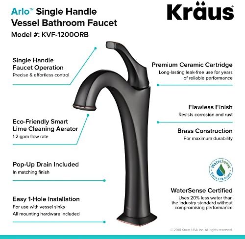 KrausKVF-1200ORB Arlo Touch Faucet Oil Rubbed Bronze Lifetime Warranty Assigned