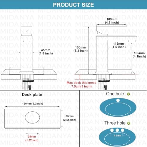 Midanya Single Handle Oil-Rubbed Bronze Bathroom Faucet with 118 GPM Flow