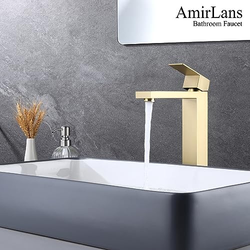 AmirLans Brushed Gold Vessel Sink Faucet