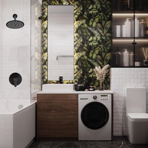 Heyalan Matte Black Square Rain shower Faucet Set