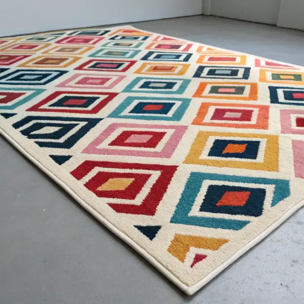 Modern Geometric Carpet - Grey and White